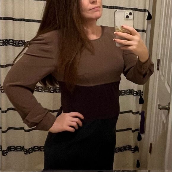 Vintage Dresses & Skirts - Vintage 90’s Pat Argenti Silk Neutral Colorblock Midi Dress M